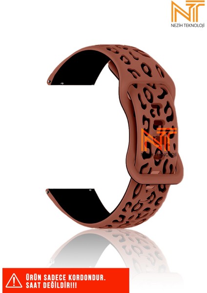 Samsung Galaxy Watch 46MM / Galaxy Watch 3 45MM / Gear S3 Uyumlu Leopar Desenli Silikon Kordon 22MM