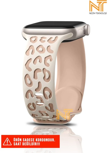 Watch 5/6/7/8/9/10/se/ultra/ultra2 44/45/49mm / Seri 10 46 / Seri 11 46mm Uyumlu Leopar Silikon Kordon