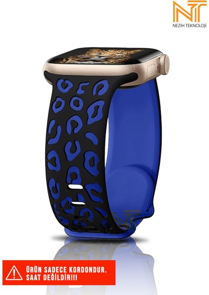 Watch 5/6/7/8/9/10/se/ultra/ultra2 44/45/49mm / Seri 10 46 / Seri 11 46mm Uyumlu Leopar Silikon Kordon