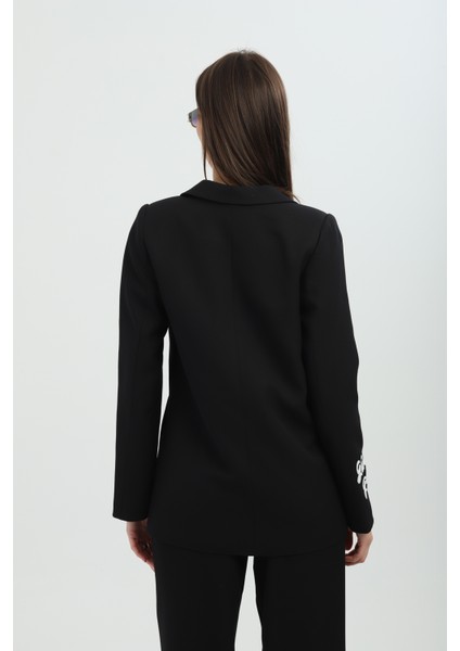 Nakışlı Siyah Blazer Ceket