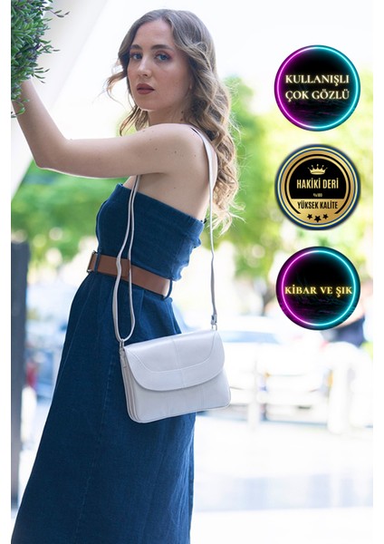 Rose Krem Hakiki Deri 3 Körüklü Kadın Omuz Çantası Çapraz Çanta fiyatları