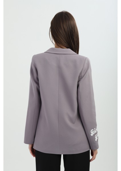 Nakışlı Gri Blazer Ceket