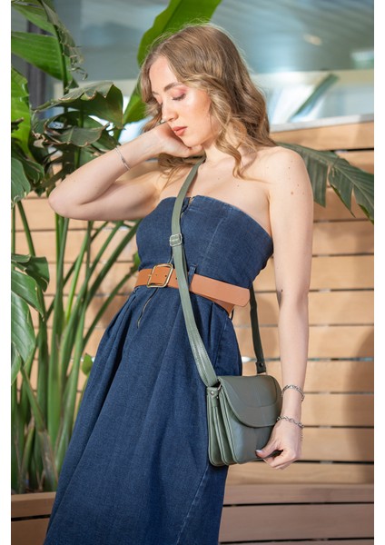 Rose Haki Yeşil Hakiki Deri 3 Körüklü Kadın Omuz Çantası Çapraz Çanta fırsatları