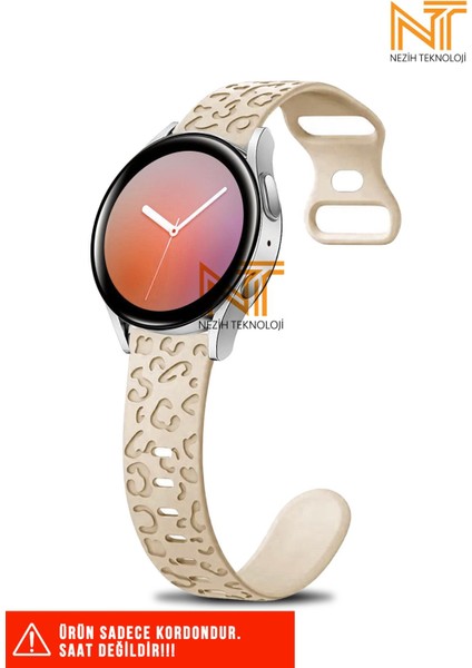 Samsung Galaxy Active 2 40 / 44MM Uyumlu Leopar Desenli Silikon Kordon 20 mm