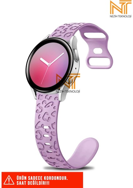 Samsung Galaxy Active 2 40 / 44MM Uyumlu Leopar Desenli Silikon Kordon 20 mm