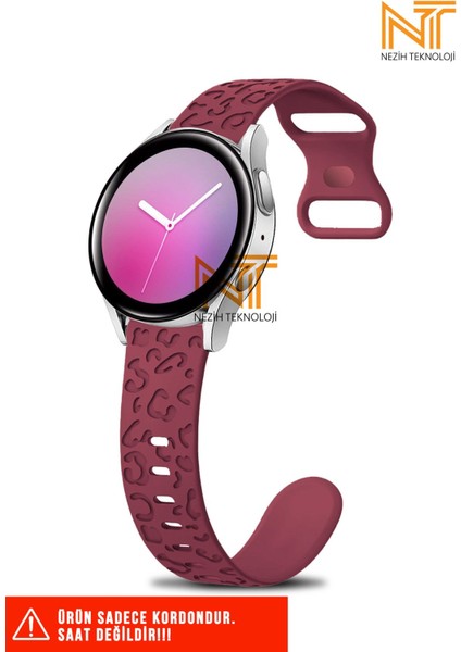 Samsung Galaxy Active 2 40 / 44MM Uyumlu Leopar Desenli Silikon Kordon 20 mm