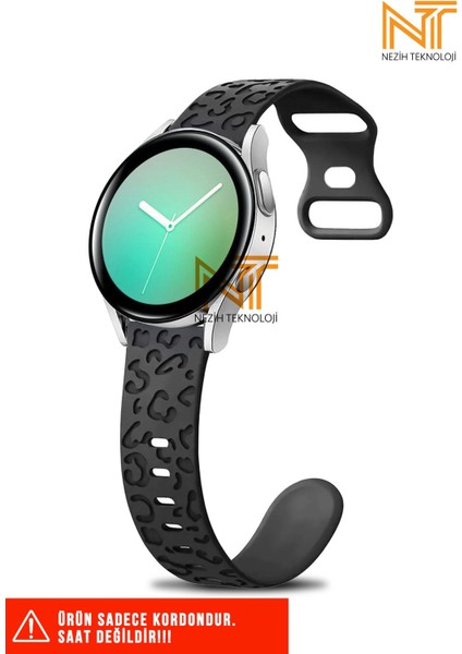 Samsung Galaxy Active 2 40 / 44MM Uyumlu Leopar Desenli Silikon Kordon 20 mm