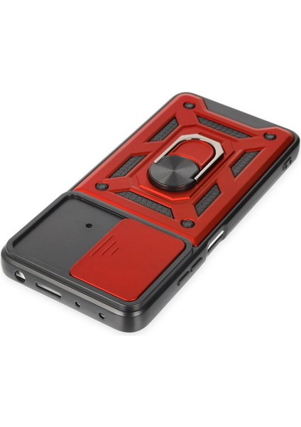 Xiaomi Poco X4 Pro 5g Kılıf Pars Lens Yüzüklü Silikon - Kırmızı Ferrg