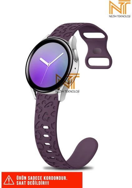 Samsung Galaxy Active 2 40 / 44MM Uyumlu Leopar Desenli Silikon Kordon 20 mm