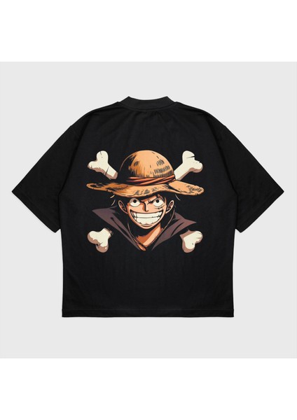 Oversize 'one Piece' Baskılı Bisiklet Yaka T-Shırt