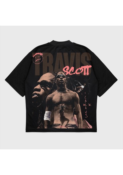Oversize 'travıs Scoot' Baskılı Bisiklet Yaka T-Shırt