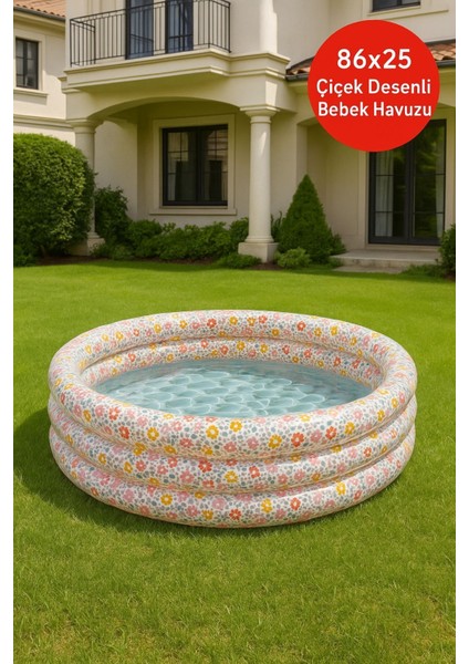 Çiçek Desenli Şişme Bebek Havuzu – 86X25 cm