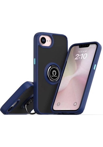 Iphone 16E Kılıf Montreal Yüzüklü Silikon Kapak - Lacivert Ferrg
