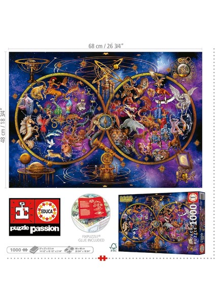 1000 Parça Takımyıldızları Neon Karanlıkta Parlayan Puzzle - 19561 - Constellations modelleri