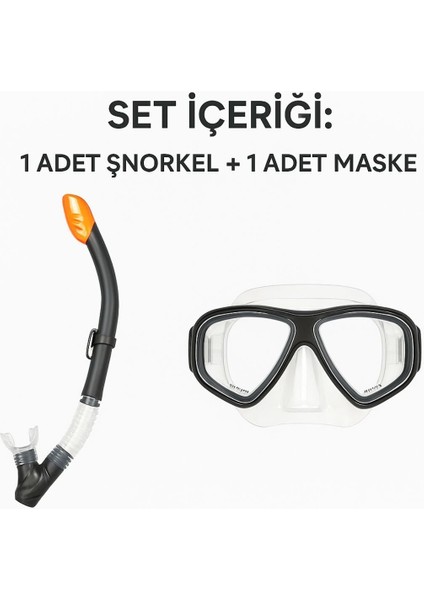 Aquapro Şnorkel + Maske Seti - Havuz-Deniz Maske ve Şnorkel Set + 14 Yaş