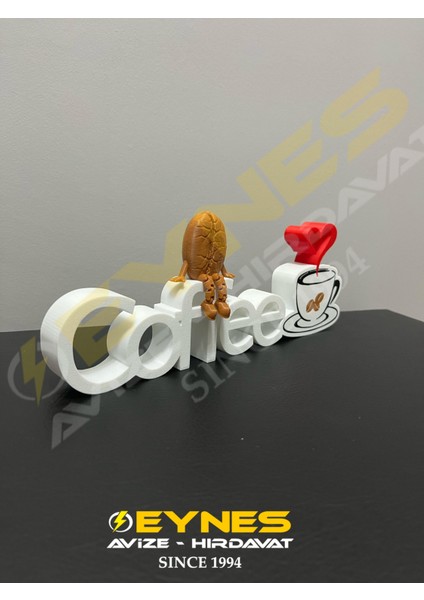 Kahve Köşesi Dekoru Coffee Yazısı 3D Kahve Çekirdeği Biblo Hediyeli
