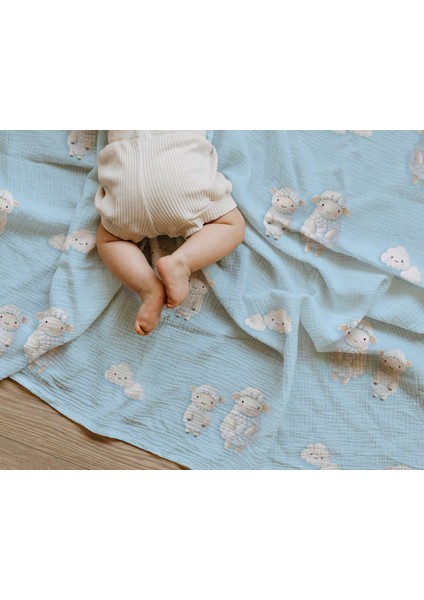 Organik Pamuk Çift Katlı Müslin Örtü Battaniye Çocuk Bebek Doğan 100X100CM