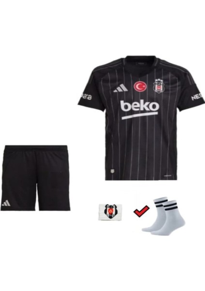 Beşiktaş. 24/25 Sezon Siyah Deplasman Çocuk Alt Üst Takımı T-Shrt 4 Parça