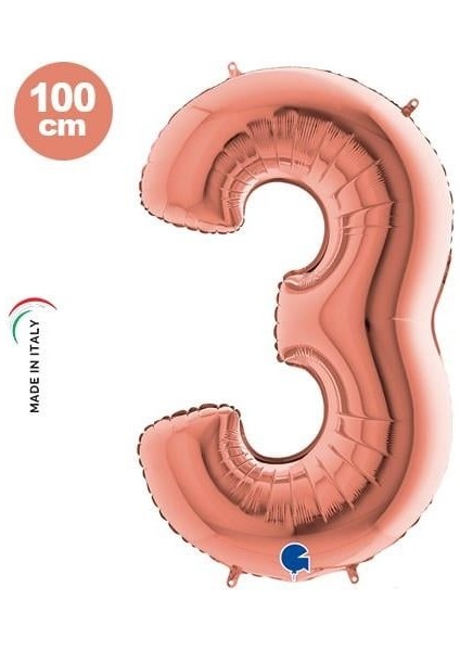 3 Rakam Folyo Balon Rosegold 40INC 100CM
