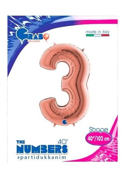 3 Rakam Folyo Balon Rosegold 40INC 100CM fiyatları