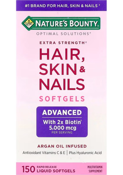 Optimal Solutions, Hair, Skin & Nails, Extra Strength , 150 Rapid Release Liquid Softgels