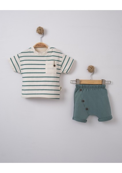 Erkek Bebek Çizgi Detaylı Yazlık Şort Takımı