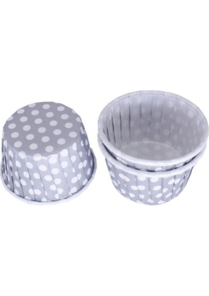 Cupcake Kalıbı Büyük Boy 62X40 mm - 100'LÜ Puantiyeli Gümüş