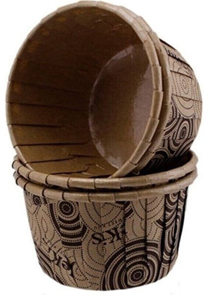 Cupcake Kalıbı Büyük Boy 62*40MM Desenli - 50 Adet Kahve Renk Yuvark Desenli