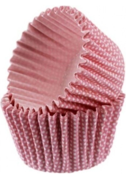 Cupcake Kalıbı Pet Kapsül 48X34 mm - 100 Adet Küçük Puanlı Pembe