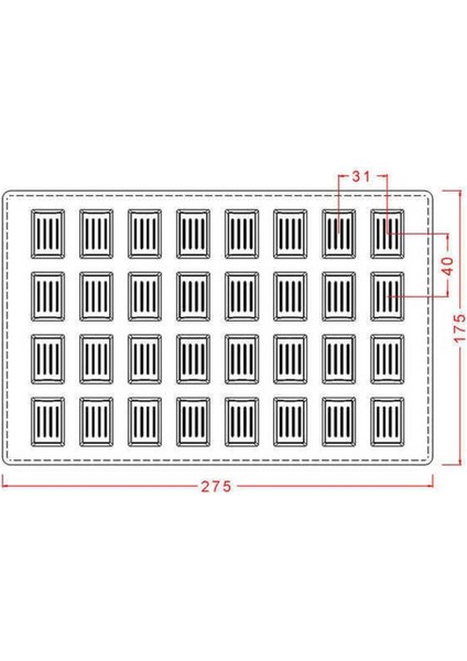 Polikarbon Çikolata Kalıbı Rectangular Praline Mould No: 583