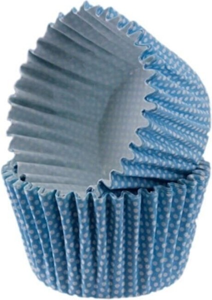 Cupcake Kalıbı Pet Kapsül Kek KALIBI48X34 mm - 100 Adet Mavi Küçük Puanlı