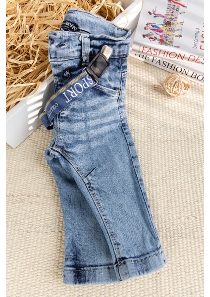 Askılı Denim Şık Kot Erkek Bebek Pantolon