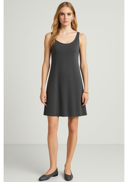 A Kesim Pamuklu Kalın Askılı Atlet Elbise