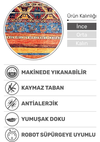 Kapadokya Dijital Baskı Şönil Halı | Kaymaz Tabanlı, Yıkanabilir, Toz Tutmaz, Modern Klasik Stil