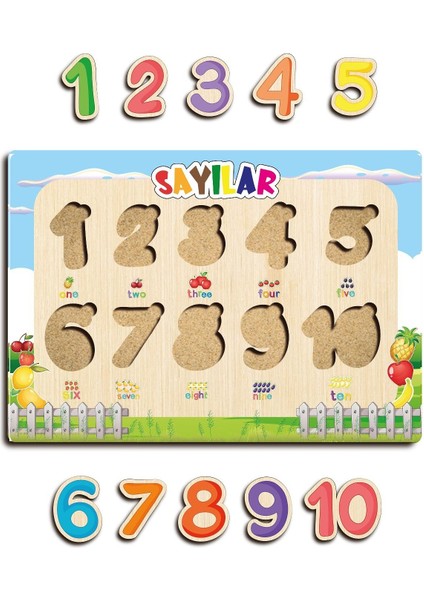 Ahşap Eğitici Öğretici Sevimli Türkçe Sayılar Sayıları Öğreniyorum