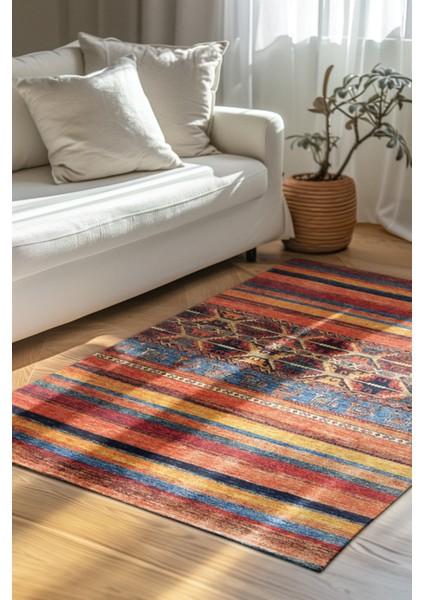 Kapadokya Dijital Baskı Şönil Halı | Kaymaz Tabanlı, Yıkanabilir, Toz Tutmaz, Modern Klasik Stil