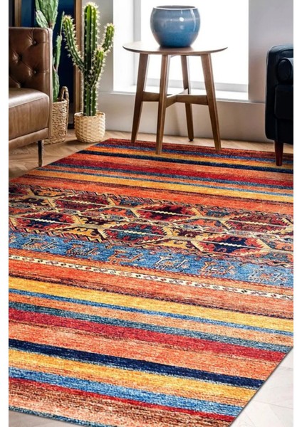Kapadokya Dijital Baskı Şönil Halı | Kaymaz Tabanlı, Yıkanabilir, Toz Tutmaz, Modern Klasik Stil