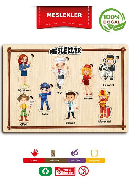 Ahşap Eğitici Öğretici Sevimli Meslekler Meslekleri Öğreniyorum