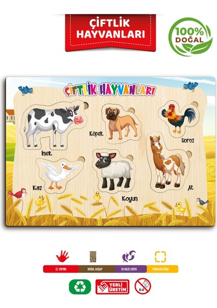 Ahşap Eğitici Öğretici Sevimli 3 Lü Set Çiftlik Hayvanları Okyanus Canlıları Safari Hay 3 Parça modelleri