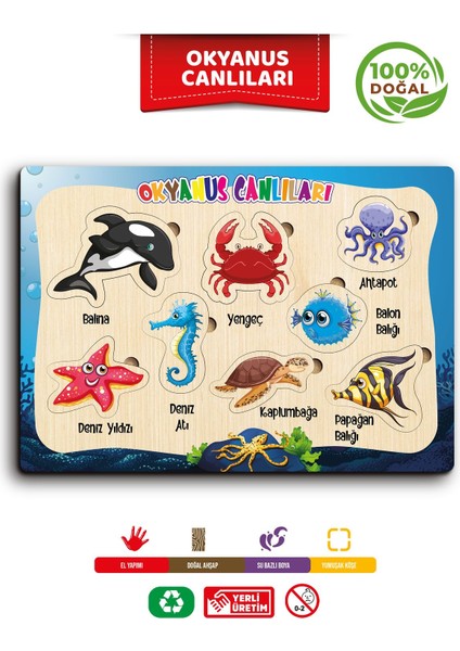 Ahşap Eğitici Öğretici Sevimli 3 Lü Set Çiftlik Hayvanları Okyanus Canlıları Safari Hay 3 Parça fırsatları