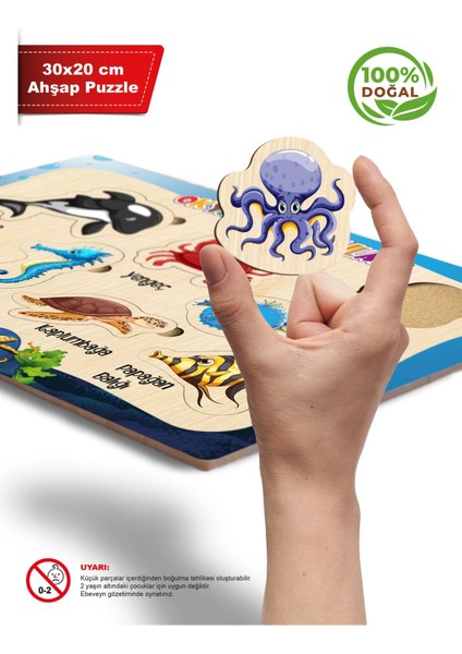 Ahşap Eğitici Öğretici Sevimli 3 Lü Set Çiftlik Hayvanları Okyanus Canlıları Safari Hay 3 Parça indirimleri