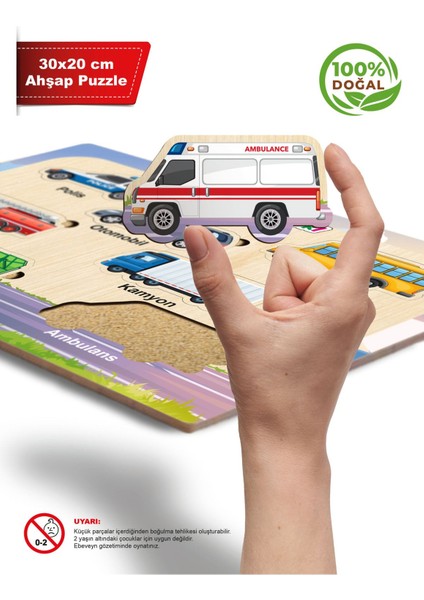 Ahşap Eğitici Öğretici Sevimli Kara Taşıtları Taşıtlar Öğreniyorum