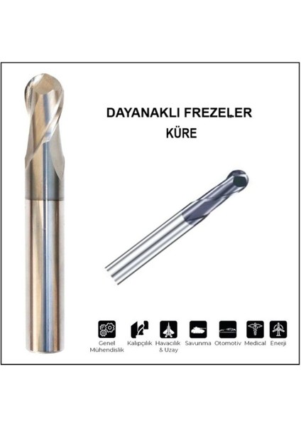 Ø3 Küre Freze 2 Ağızlı Standart Boy