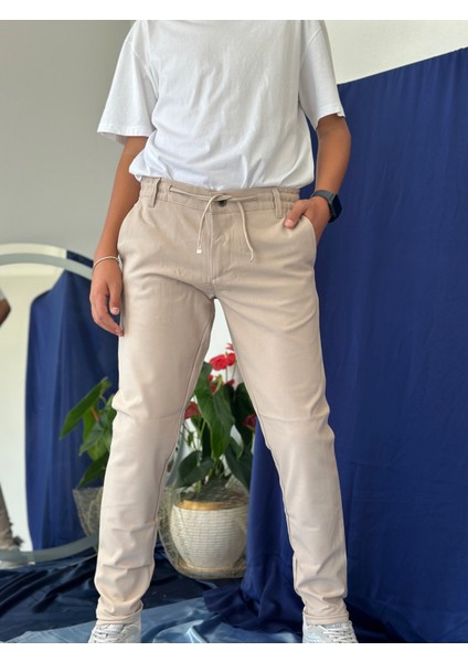 Erkek Pantolon Bej Jogger Pantolon