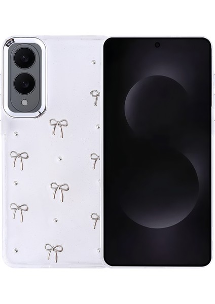 Galaxy S25 Edge Kılıf Airbag Tasarımlı Simli Şeffaf Iksp Kutup Kapak - Fiyonk