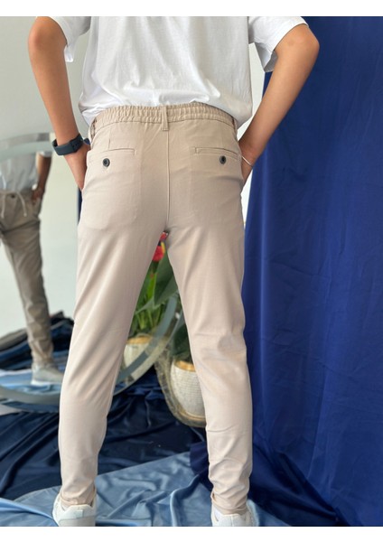 Erkek Pantolon Bej Jogger Pantolon