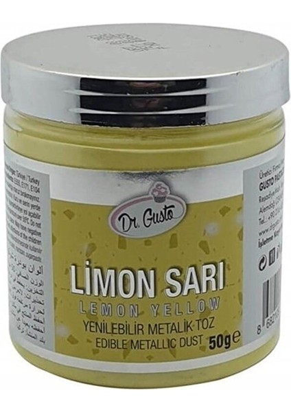 Yenilebilir Metalik Toz Gıda Boyası Limon Sarısı 50 gr
