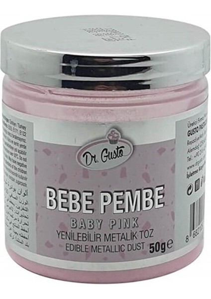 Yenilebilir Metalik Toz Gıda Boyası 50 gr Bebe Pembe