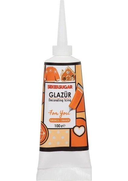 Süsleme Glazürü Turuncu Renk 100 gr