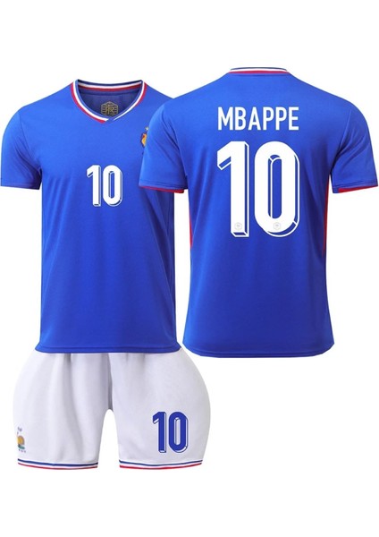 Fransa Mbappe Milli Takım Mavi Çocuk Alt Üst Takımı T-Shrt 4 Parça